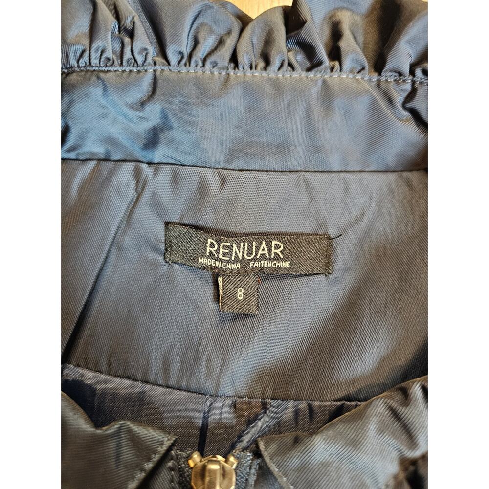 Renuar Pleated Ruffled Zip Up Jacket Women's Size 8 Blue Shiney - Picture 5 of 10